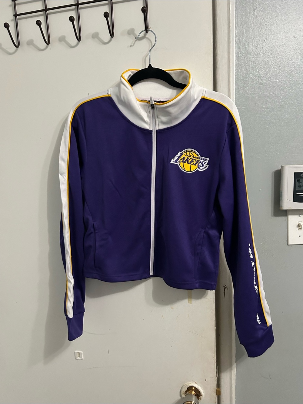 NBA Los Angeles Lakers Purple and White Zip-Up Varsity Jacket
